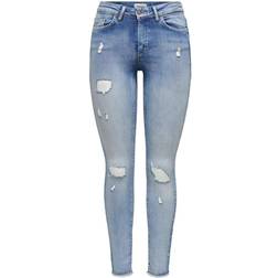 Only Blush Life Mid Jeans Dam ljusblå