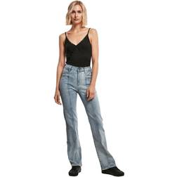 Urban Classics Ladies High Waist Straight Slit Denim Pants Jeans Dam