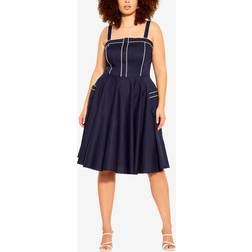 City Chic DRESS PIPING PIN UP Cherry Cherry