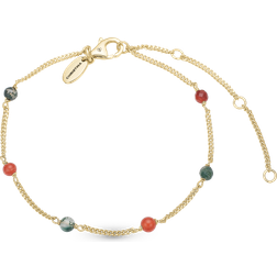 Christina Jewelry Carnelian and Moss Agate Bracelet - Gold/Multicolour