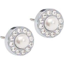 Blomdahl Brilliance Halo Earrings - Silver/Transparent/Pearl