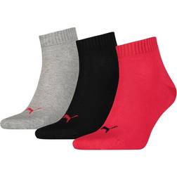 Puma Quarter Socks 3-pack - Red/Grey