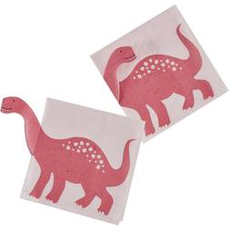 Ginger Ray Paper Napkins Servietter Party Like A Dinosaur Pink 16-pack