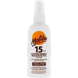 Malibu Medium Protection Water Resistant Vitamin Enriched SPF 15 Sun-Screen Lotion Spray with Shea Butter Extract