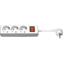 MicroConnect 3-way schuko socket 1,5m white with on/off switch, gru003