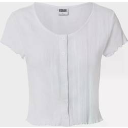 Urban Classics Cropped Button Up Rib Tee - Weiß