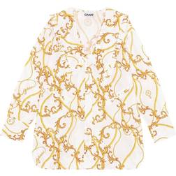 Ganni Long Sleeve Relaxed Poplin Collar Shirt - Egret
