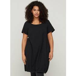 Zizzi Große Größen Damen Kurzarm Baumwollkleid - Black