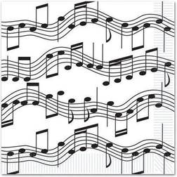 Beistle Musical Notes Luncheon Napkins, Paper, Black, White, 6.5"