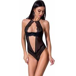Passion schwarzer Body aus feinem Netzmaterial und Spitze