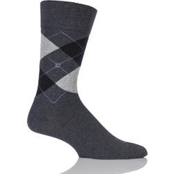 Burlington 1 Pair Charcoal King Argyle Cotton Socks Men's 6.511 Mens