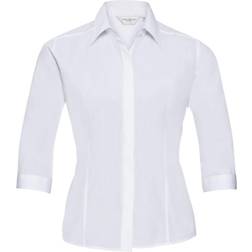 Russell Russell Collection Ladies 3/4 ärm Poly-Cotton Poly-Cotton Easy Care Fitted Poplin Shirt French