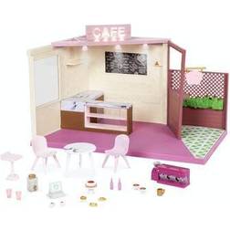 Lori Dolls – Coffee Shop Playset for Mini Dolls – Toy Cafe with Patio – Play Food, Drinks & Furniture – Accessories for 6-inch Dolls – Local Café & Terrace – 3 Years