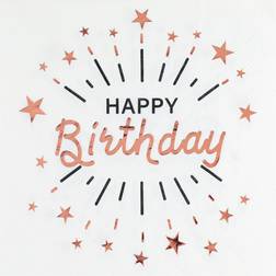 Santex Servietter Sparkling Happy Birthday Hvid/Roséguld 10-pak