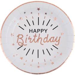 Santex Paptallerkerner Sparkling Happy Birthday Hvid/Roséguld 10-pak