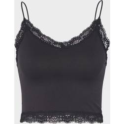 Only Onlvicky Lace Seamless Cropped Top - Musta