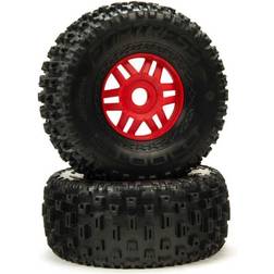 Arrma DBOOTS 'Fortress' Tire Set Glued (Red) (2pcs)