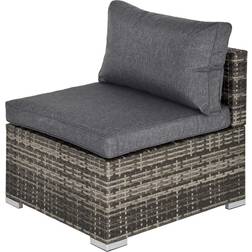 OutSunny Outdoor Garden Furniture Rattan Single Middle Sofa Deep Grey Modular Sofa