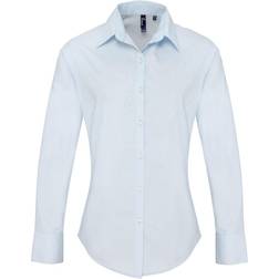 Premier Camicia da lavoro a maniche lunghe in popeline pesante da donna - Blu/Bianco/Nero