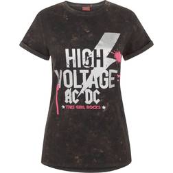 AC/DC High Voltage Acid Wash T-Shirt - Schwarz