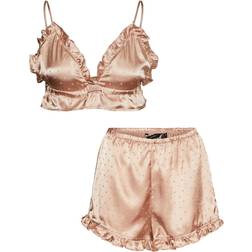 Vero Moda satin pyjama bralette and short set in