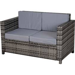 OutSunny Alfresco Rattan 2 Seater Sofa, Grey Outdoor Sofa