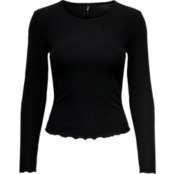 Only Onlnella L/S O-Neck Rib Top - Black