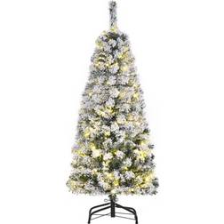 Homcom Prelit Artificial Snow Flocked Christmas Tree 120cm