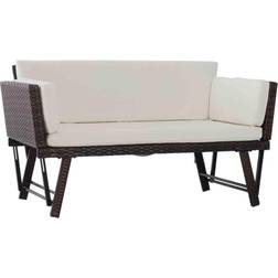 OutSunny 2-in-1 Rattan Convertible Daybed Outdoor Sofa