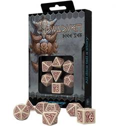 Q Workshop Q WORKSHOP Dwarven beige & burgundy RPG Ornamented Dice Set 7 Polyhedral Pieces