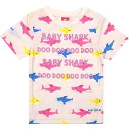 Baby Shark Girls Glitter All-Over Print T-Shirt