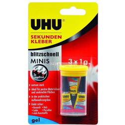 UHU Sekundenkleber Blitzschnell Minis Gel 3 x 1 g