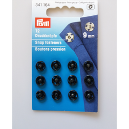 Prym Sew-On Snap Fasteners Brass Black 9 mm