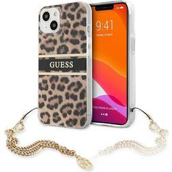 Guess GUHCP13SKBSLEO iPhone 13 mini 5,4 quot Leopard kieto deklo auksine grandinele