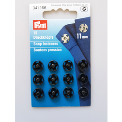 Prym Trykknapper 11mm 12stk Sort