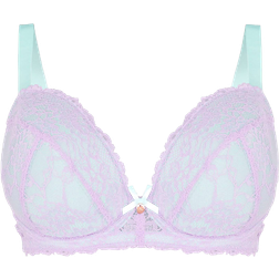 Oola Tonal Lace Padded Plunge Bra - Mint/Lilac