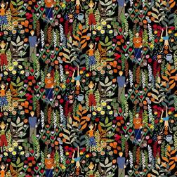 Arvidssons Textil Trädgård Metervara Multifärgad, Svart