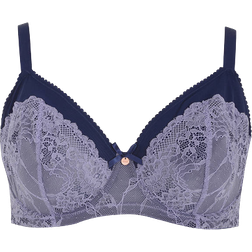 Oola Tonal Lace Underwired Bra - Navy/Lilac