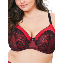 Oola Tonal Lace Underwired Bra - Red/Black