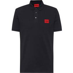 HUGO BOSS Cotton-Pique Slim-Fit Polo Shirt With Red Logo Label - Black