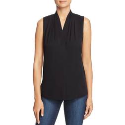 Kobi Halperin Mila Sleeveless V Neck Pleated Silk Blouse - Black