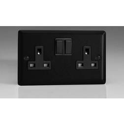 Varilight 2-Gang 13A Double Pole Switched Socket Matt Black