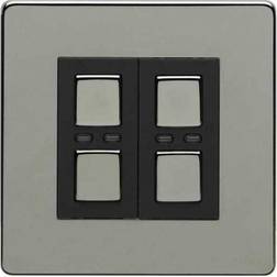 LightWave LightwaveRF 230V 2 Gang Master Dimmer Black Chrome JSJSLW420BLK