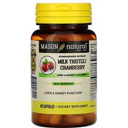 Mason Natural Milk Thistle/Cranberry, Standardized Extract, Liver & Kidney Cleanser, 60 Capsules