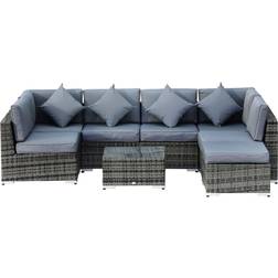 OutSunny Rattan Sofa 8 Pcs Outdoor Lounge Set