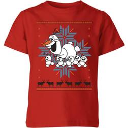 Disney Frozen Olaf and Snowmen Christmas T-Shirt - Black/Rot