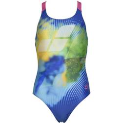 Arena Girl's Swim Pro Back Placement Swimsuit - Royal Blue/Pink