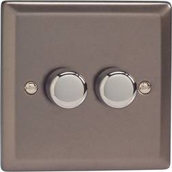 Varilight JRP252 Classic Pewter 2 Gang 2-Way Push-On/Off LED Dimmer 0-120W V-Pro