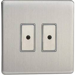 Varilight 2-Gang V-Pro Eclique2 Touch/Remote Control LED Dimmer Brushed Chrome JDSE102S