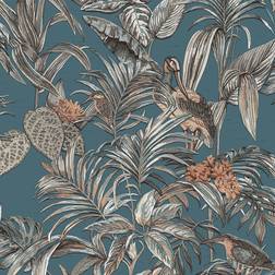 Dutch Wallcoverings Wallpaper Bird-of-Paradise Blue